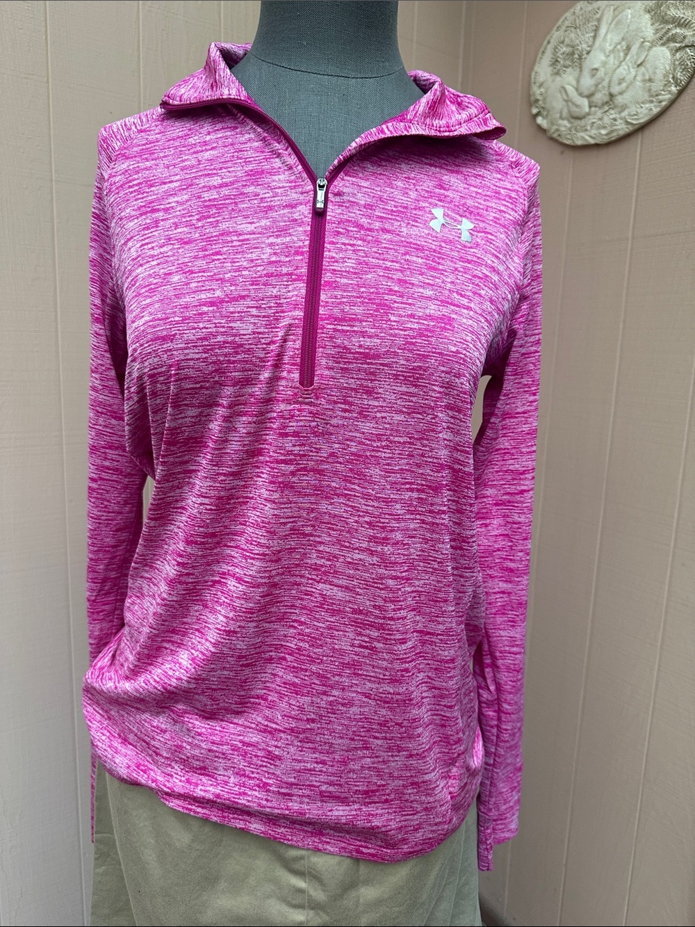 Under Armour Pink Heather Half-Zip Performance Pullover